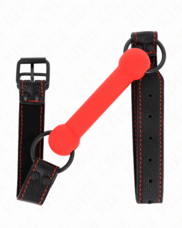 KINK – BONE GAG CON CINTURINO IN SIMILPELLE ROSSO REGOLABILE 41-57 CM