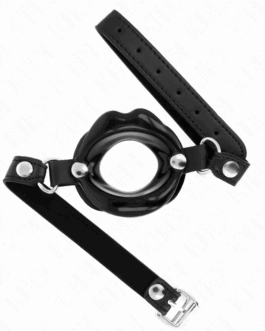 KINK – BAVAGLIO LIP 8 CM CON CINTURINO IN SIMILPELLE NERA 63 x 2 CM REGOLABILE 39-58 CM