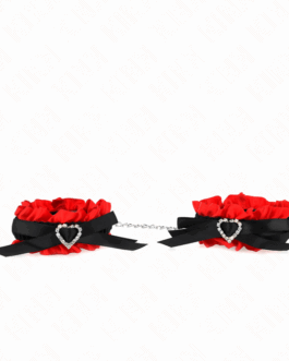KINK – POLSO ELASTICO IN PIZZO DETTAGLI CUORE ROSSO REGOLABILE 22-35 CM