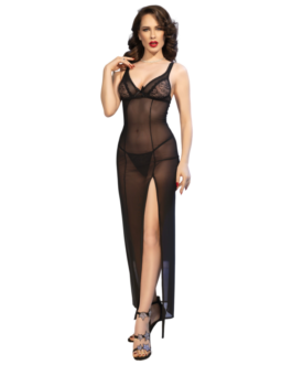 CHILIROSE – CR 4723 BABYDOLL LARGO  TANGA NEGRO S