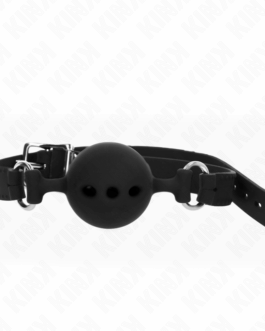 KINK – BAVAGLIO IN SILICONE INTERO 55 x 2 CM CON SFERA DA 5 CM MISURA L NERO REGOLABILE 35-51 CM