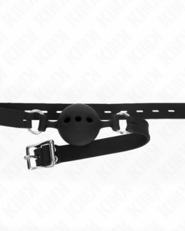 KINK – BAVAGLIO IN SILICONE INTERO 55 x 2 CM CON SFERA DA 5 CM MISURA L NERO REGOLABILE 35-51 CM