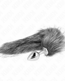 KINK – PLUG ANALE MISURA M 8 X 3,5 CM CON CODA SINTETICA 40 CM GRIGIO