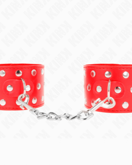 KINK – RESISTENZA DA POLSO CON CHIUSURA A SCATTO COMPLETA DI RIVETTI ROSSO REGOLABILE 19-24 CM X 5,5 CM