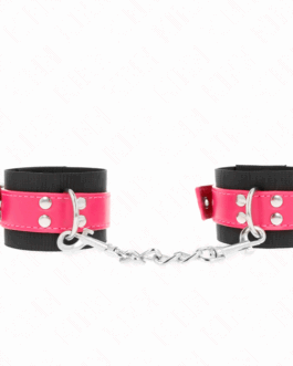 KINK – RESISTENZA DA POLSO IN NYLON NERO CON CINTURA IN SIMILPELLE ROSA LAMPONE REGOLABILE 19-29 CM X 5,1 CM