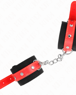 KINK – RESISTENZA DA POLSO IN NYLON NERO CON SIMILPELLE ROSSO REGOLABILE 19-24 CM X 5,5 CM
