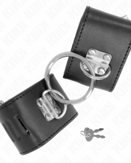 KINK – POLSO FISSO CON CHIUSURA AD ANELLO E LUCCHETTO NERO REGOLABILE 16-23 CM X 5,5 CM