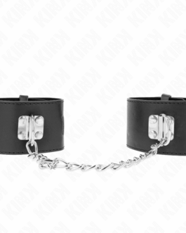 KINK – POLSO FISSO CON CATENA 30 CM E CHIUSURA LUCCHETTO NERO REGOLABILE 16-23 CM X 5,5 CM