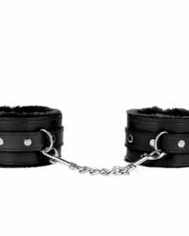 KINK – RESISTENZA DA POLSO PREMIUM FODERATA IN PELLICCIA NERA CON CINTURA NERA REGOLABILE 17-29 CM X 6 CM