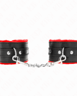 KINK – RESISTENZA DA POLSO PREMIUM FODERATA IN PELLICCIA ROSSO CON CINTURA NERA REGOLABILE 17-29 CM X 6 CM