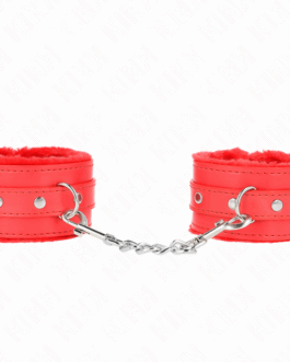 KINK – POGGIPOLSI PREMIUM IMBOTTITI IN PELLICCIA ROSSI CON CINTURA ROSSA REGOLABILE 17-29 CM X 6 CM