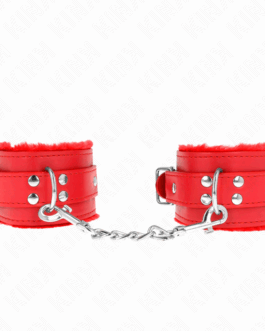 KINK – RESISTENZA DA POLSO IMBOTTITA IN PELLICCIA ROSSO CON CINTURA ROSSA REGOLABILE 17-29 CM X 6 CM