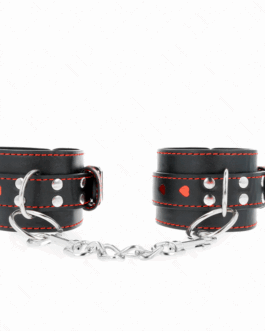 KINK – POLSO NERO CON INTARSIO CUORE ROSSO REGOLABILE 21-28 CM X 5,5 CM