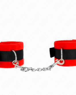 KINK – POLSINI IN PELLICCIA PER PRINCIPIANTI NERO-ROSSO 30 X 7 CM