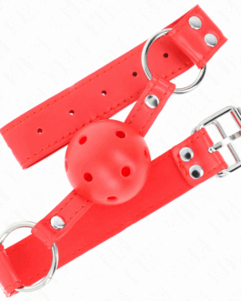 KINK – BALL GAG COMPLETO ROSSO CAVO DURO 62 x 2 CM
