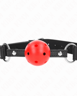 KINK – BAVAGLIO SFERA TRASPIRANTE 4 CM CON DOPPIO RIVETTO IN CUOIO 62,5 x 2,5 CM REGOLABILE 42-58 CM
