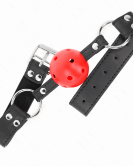 KINK – BAVAGLIO SFERA TRASPIRANTE 4 CM CON DOPPIO RIVETTO IN CUOIO 62,5 x 2,5 CM REGOLABILE 42-58 CM