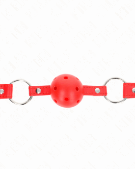 KINK – BAVAGLIO SFERA TRASPIRANTE 4 CM CON DOPPIO RIVETTO MODELLO 1 ROSSO 62,5 x 2,5 CM REGOLABILE 42-58 CM