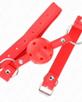 KINK – BAVAGLIO SFERA TRASPIRANTE 4 CM CON DOPPIO RIVETTO MODELLO 1 ROSSO 62,5 x 2,5 CM REGOLABILE 42-58 CM