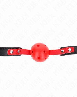 KINK – PALLA DURA CAVA ROSSA 4 CM GAG NERO CINTURINO 60 x 2 CM REGOLABILE 37-52 CM