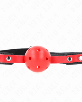 KINK – PALLA DURA CAVA ROSSA 4 CM GAG NERO CINTURINO 60 x 2 CM REGOLABILE 37-52 CM