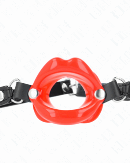 KINK - BAVAGLIO LIP 8 CM CON CINTURINO IN SIMILPELLE ROSSO 63 x 2 CM REGOLABILE 39-58 CM