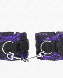 KINK – RESISTENZA DA POLSO CORTA IN PIZZO DI VELLUTO E FASCIA IN NYLON VIOLA/NERO 23 X 6,5 CM