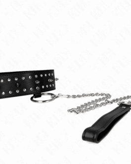 KINK – COLLANA CON GUINZAGLIO 65 CM CON BORCHIE IN ARGENTO MODELLO 1 REGOLABILE 36-43 CM X 5 CM