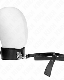 KINK – COLLANA CON GUINZAGLIO 116 CM CON BORCHIE IN ARGENTO MODELLO 4 NERO REGOLABILE 40-48 CM X 6 CM
