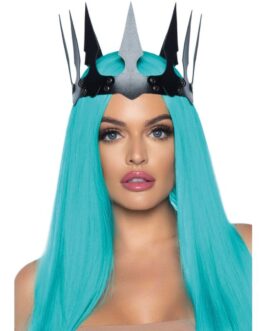 LEG AVENUE – CORONA MALEFICENT IN PELLE SINTETICA CON BORCHIE NERA