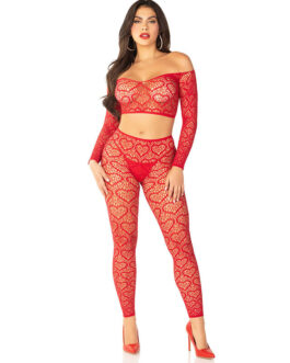 LEG AVENUE – CROP TOP + CALZE ROSSO TAGLIA UNICA