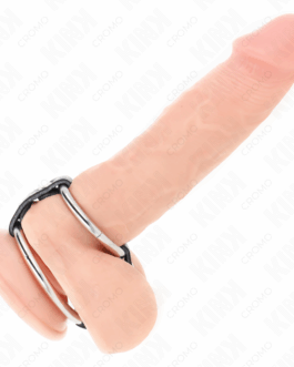 KINK – DOPPIO ANELLO PER PENE DA 3,8 CM A 5 CM COLLEGATO DA PELLE