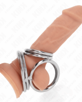 KINK – ANELLO PER PENE IN METALLO CROMATO TRIPLO DA 3,8 CM A 5 CM MODELLO 1
