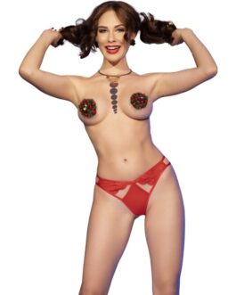 CHILIROSE – CR 4839 SET NATALE COPRI CAPEZZOLI + SLIP ROSSO L/XL