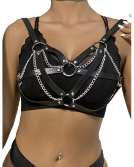 SUBBLIME – 953713 CINTURA PUNK BONDAGE FIBBIA METALLO NERA TAGLIA UNICA