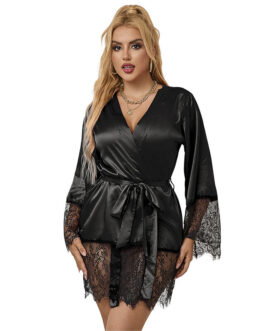SUBBLIME – 953799 ELEGANTE PIGIAMA PIZZO + PERIZOMA NERO S/M