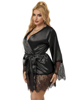 SUBBLIME – 953799 ELEGANTE PIGIAMA PIZZO + PERIZOMA NERO S/M