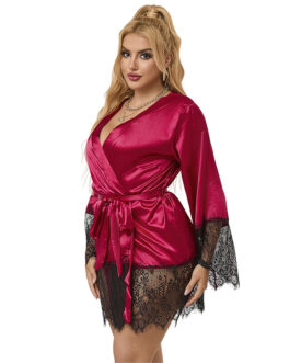 SUBBLIME – 953829 ELEGANTE PIGIAMA IN PIZZO + PERIZOMA ROSSO L/XL