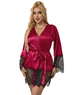 SUBBLIME – 953829 ELEGANTE PIGIAMA IN PIZZO + PERIZOMA ROSSO L/XL