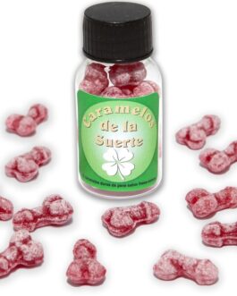 DIABLO PICANTE – 12 CARAMELLE PORTAFORTUNA A FORMA DI PENE FRAGOLA/CILIEGIA