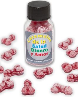 DIABLO PICANTE – 12 CARAMELLE SALUTE-SOLDI-AMORE A FORMA DI PENE FRAGOLA/CILIEGIA