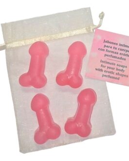 DIABLO PICANTE – 4 MINI SAPONI PROFUMATI A FORMA DI PENE ROSA