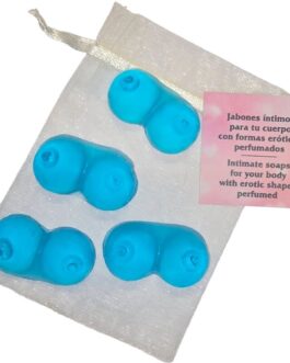 DIABLO PICANTE – 4 MINI SAPONI PROFUMATI A FORMA DI SENO BLU