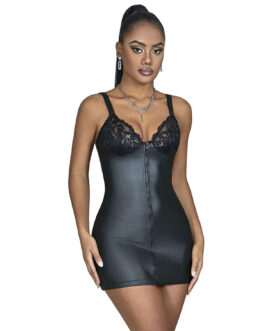 SUBBLIME – 957568 VESTIDO DE CUERO CON CREMALLERA NEGRO S/M