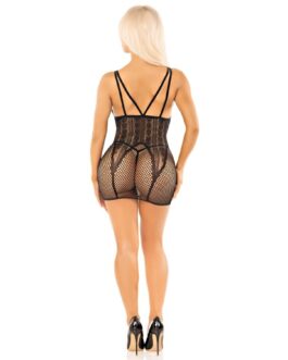 LEG AVENUE – MINI ABITO CON PIZZO A CUORE NERO