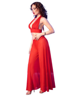 CHILIROSE – CR  4857 SET TOP Y PANTALONES ROJO TALLA S