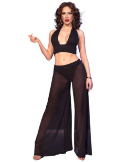 CHILIROSE – CR  4857 SET TOP Y PANTALONES NEGRO TALLA S
