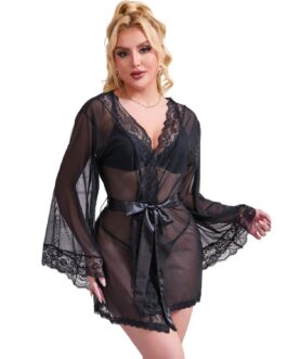 SUBBLIME - BATA TELA TRANSPARENTE DETALLE ENCAJE NEGRO S/M