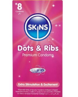 SKINS – DOTS & RIBS PREMIUM CONDOMS CONFEZIONE DA 8