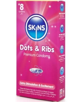 SKINS – DOTS & RIBS PREMIUM CONDOMS CONFEZIONE DA 8